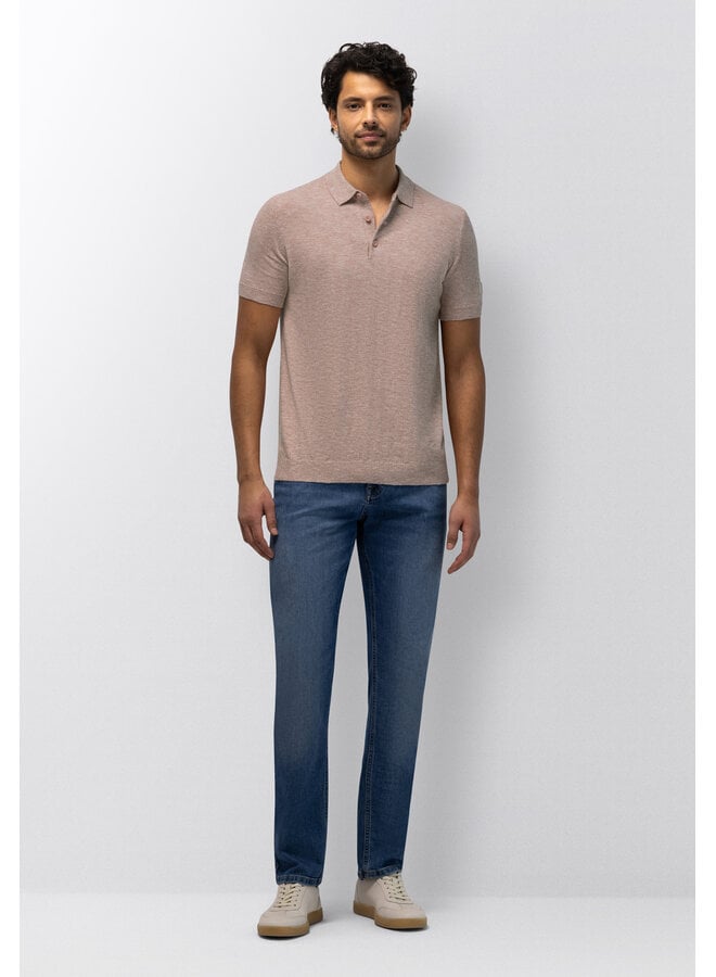 State of Art gebreide polo korte mouw oud roze