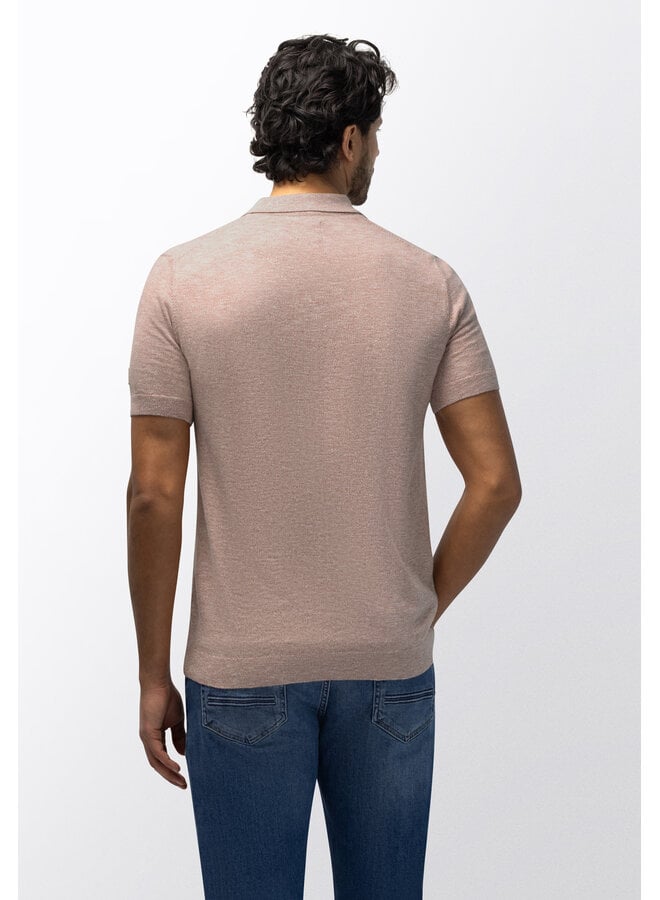 State of Art gebreide polo korte mouw oud roze