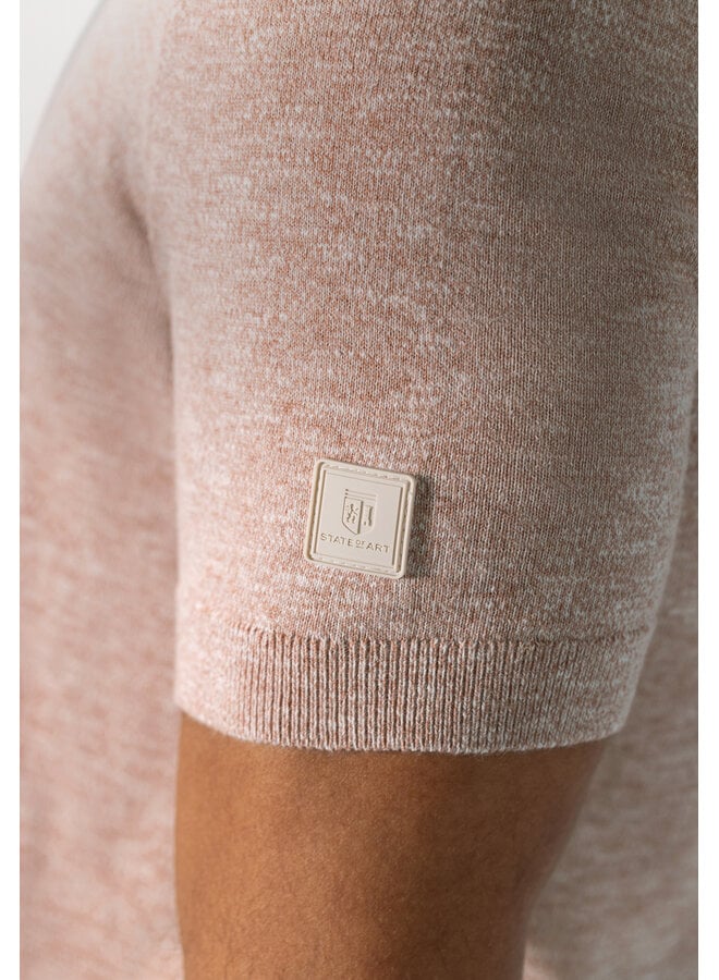State of Art gebreide polo korte mouw oud roze