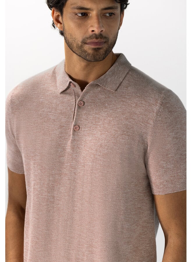 State of Art gebreide polo korte mouw oud roze