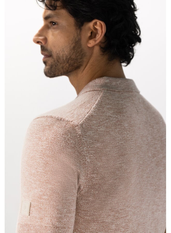 State of Art gebreide polo korte mouw oud roze