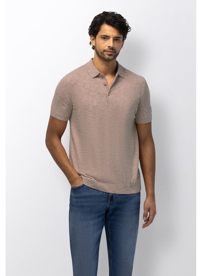 State of Art gebreide polo korte mouw oud roze