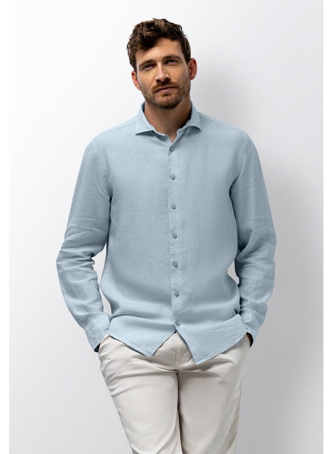 Linnen overhemd lange mouw licht blauw