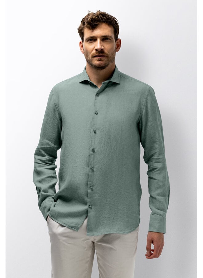 Linnen overhemd lange mouw zeegroen