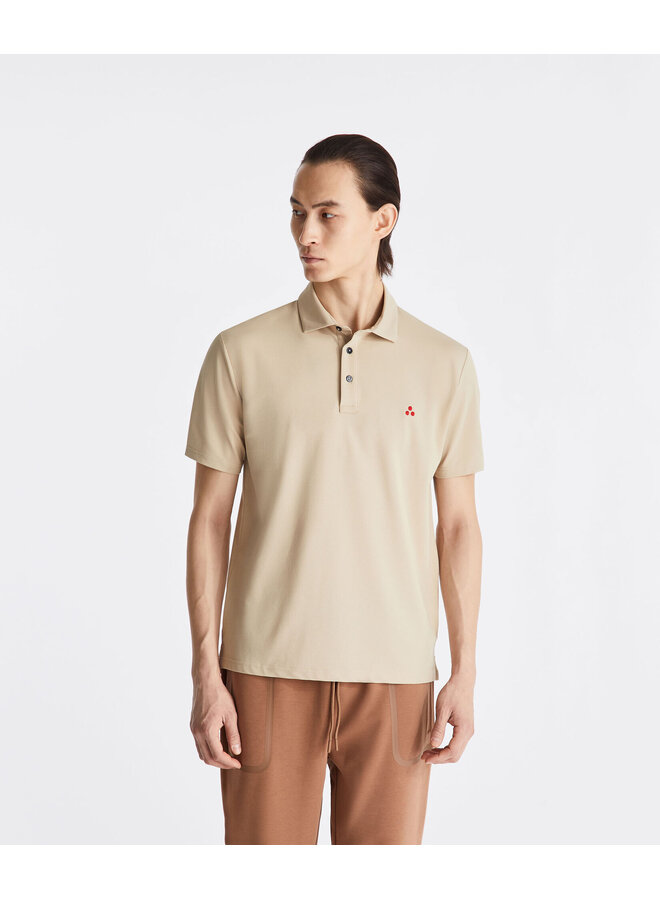 Mezzola 02 stretch polo korte mouw beige