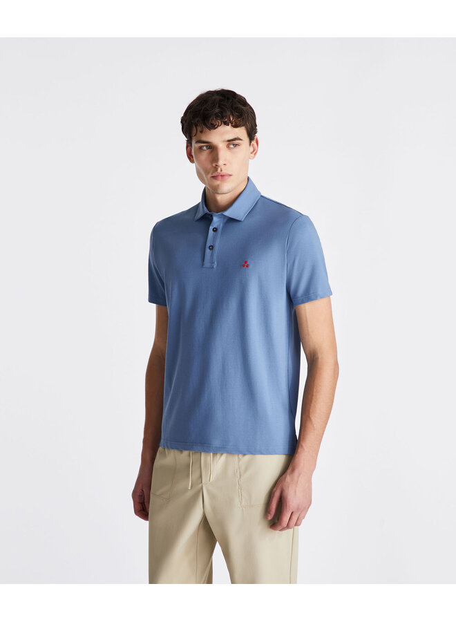 Mezzola 02 stretch polo korte mouw jeansblauw