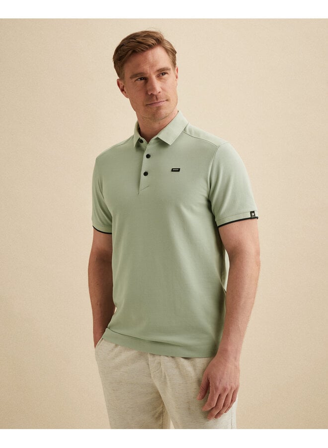 Polo korte mouw pique blend aqua grey