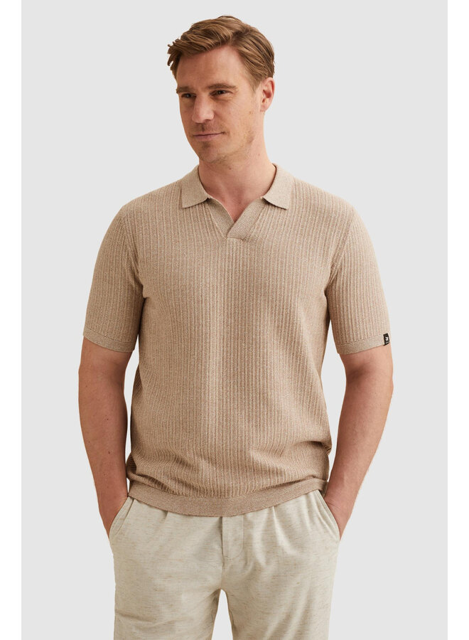 Polo korte mouw  met v-kraag oud roze