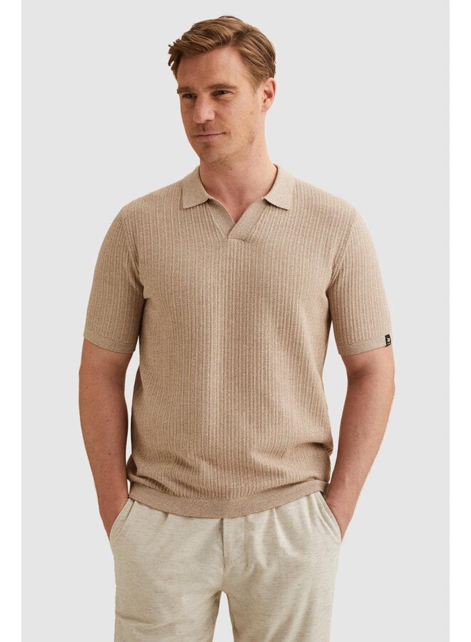 Vanguard polo korte mouw met v-kraag oud roze