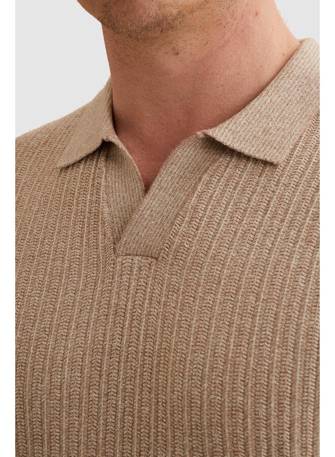 Vanguard polo korte mouw met v-kraag oud roze