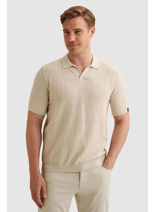 Polo korte mouw met v-kraag beige