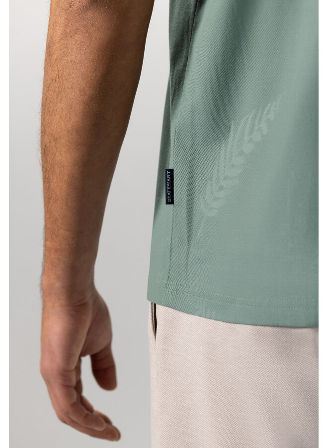 State of Art polo korte mouw met bloemprint groen