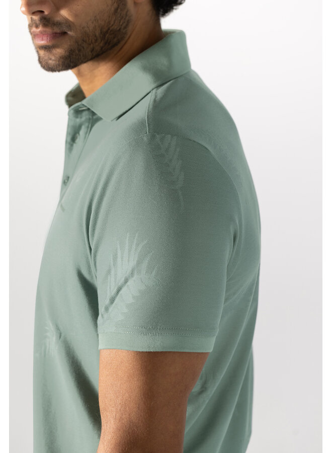 State of Art polo korte mouw met bloemprint groen