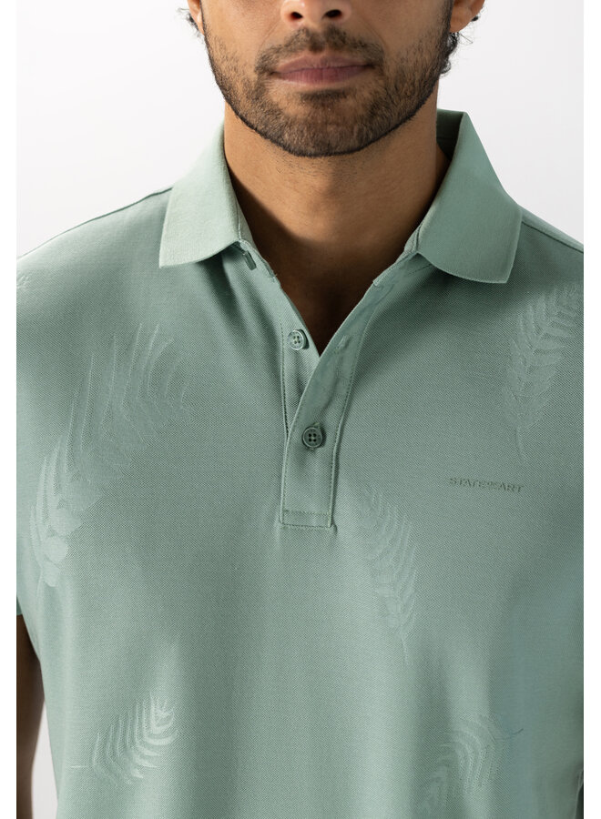 State of Art polo korte mouw met bloemprint groen