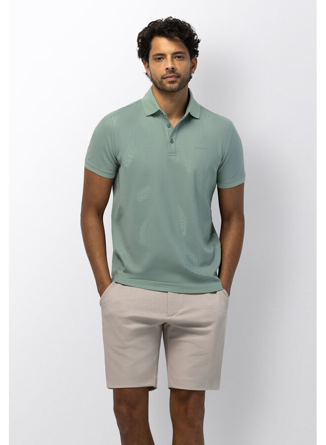 State of Art polo korte mouw met bloemprint groen