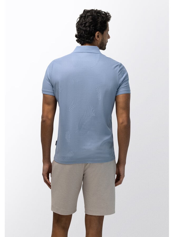 Polo korte mouw met bladprint blauw