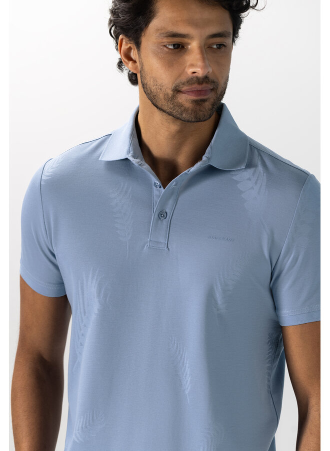 State of Art polo korte mouw met bloemprint blauw