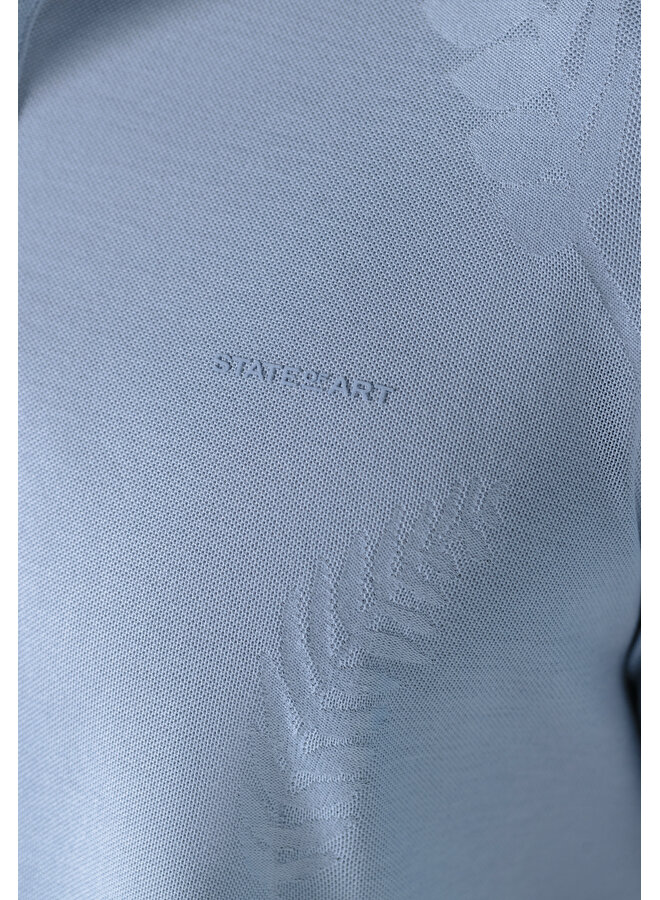 State of Art polo korte mouw met bloemprint blauw