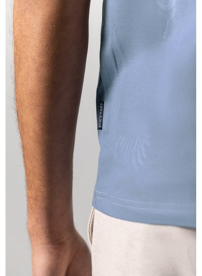 State of Art polo korte mouw met bloemprint blauw