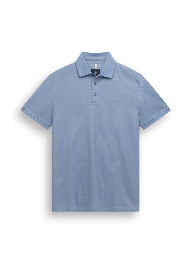 State of Art polo korte mouw met bloemprint blauw