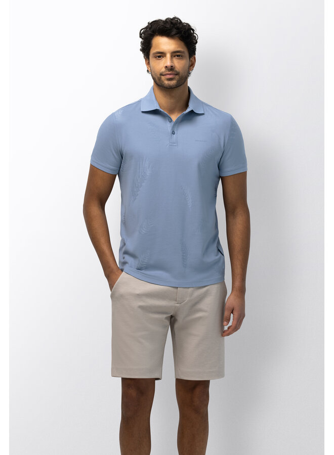 State of Art polo korte mouw met bloemprint blauw