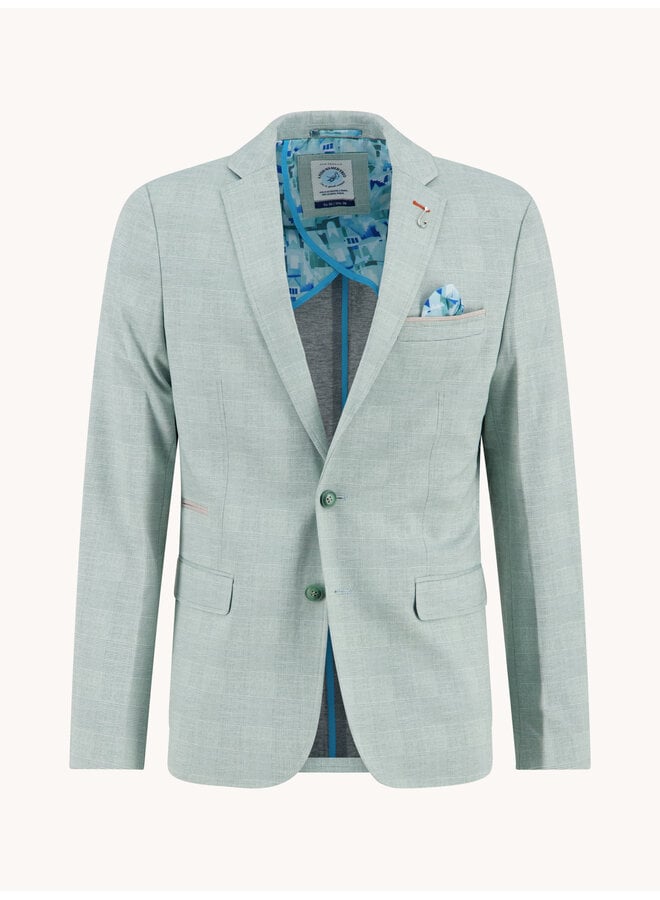Colbert jersey half gevoerd ruit groen