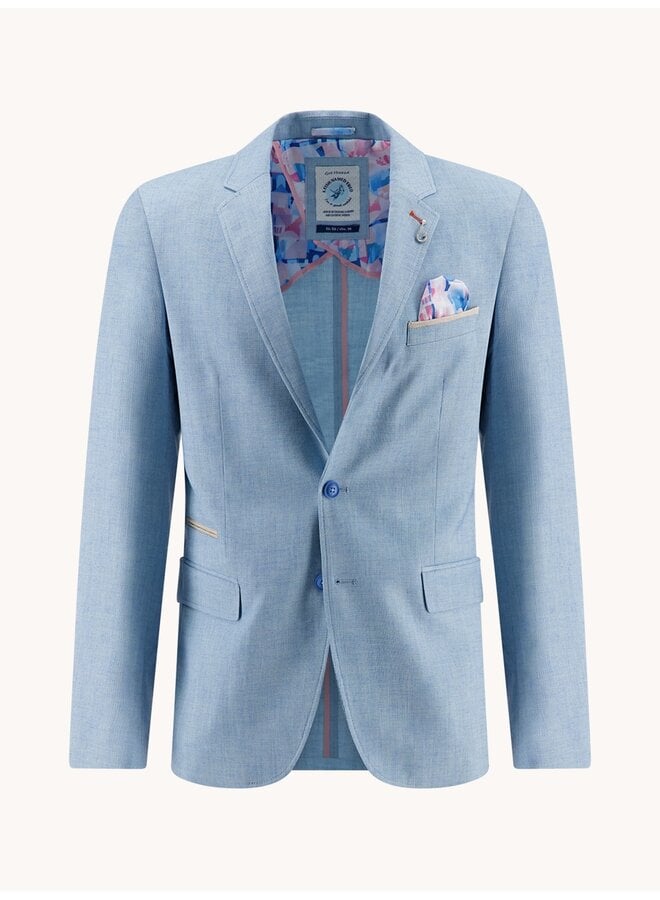 Colbert linnen look half gevoerd aqua