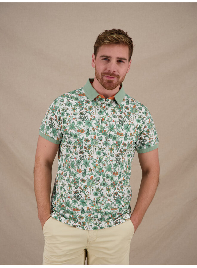 A Fish named Fred polo Floral print groen