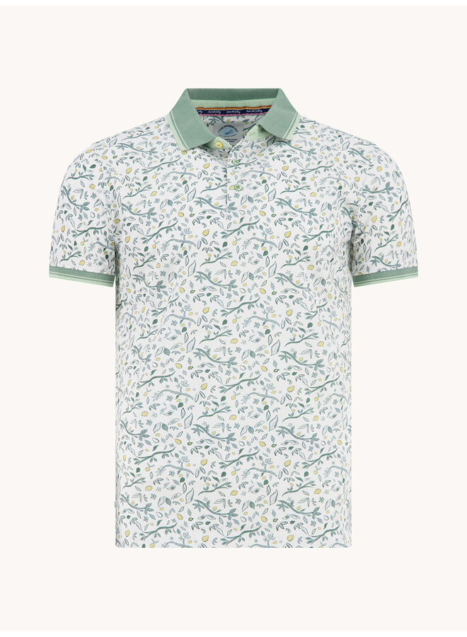 Polo korte mouw citrus print groen