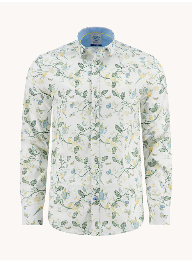 Overhemd lange mouw Birdy blooms groen