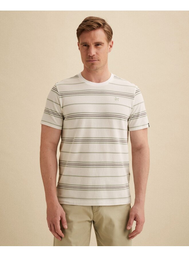 T-shirt korte mouw streep groen/wit