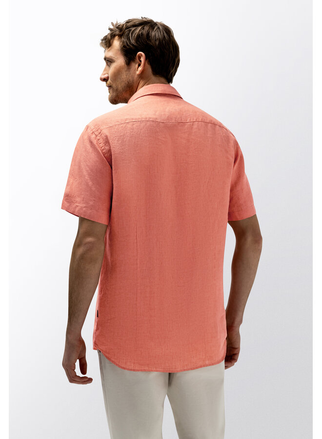 State of Art linnen shirt korte mouw koraal
