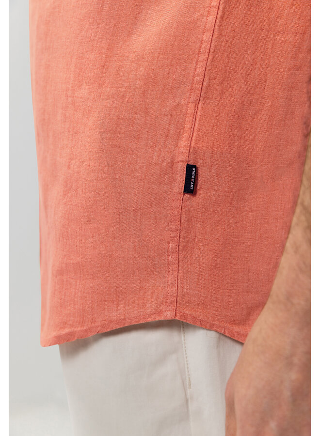 State of Art linnen shirt korte mouw koraal