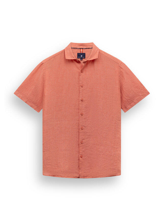 State of Art linnen shirt korte mouw koraal