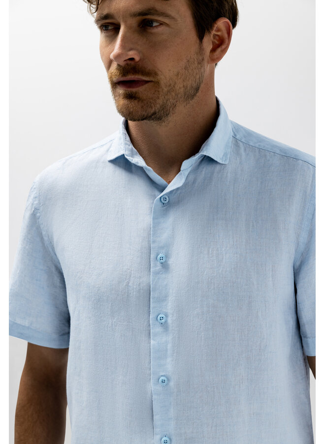 State of Art linnen shirt korte mouw licht blauw