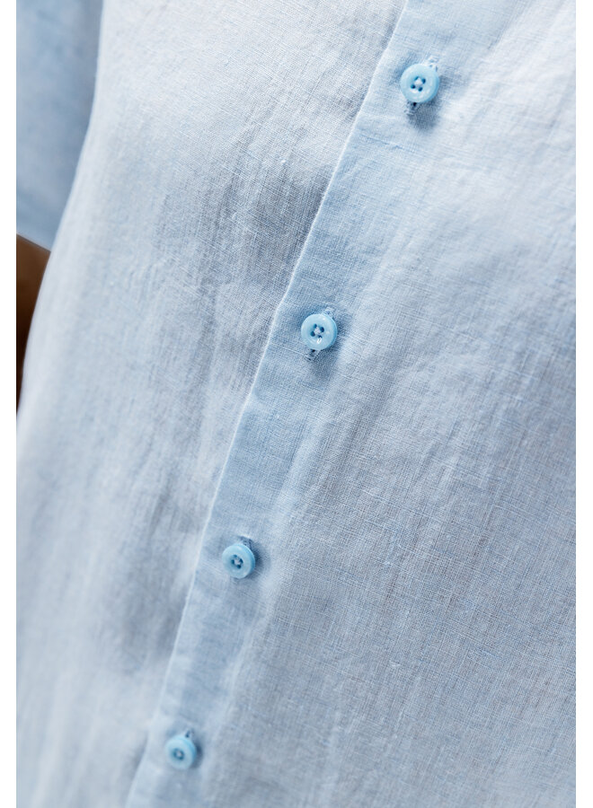State of Art linnen shirt korte mouw licht blauw