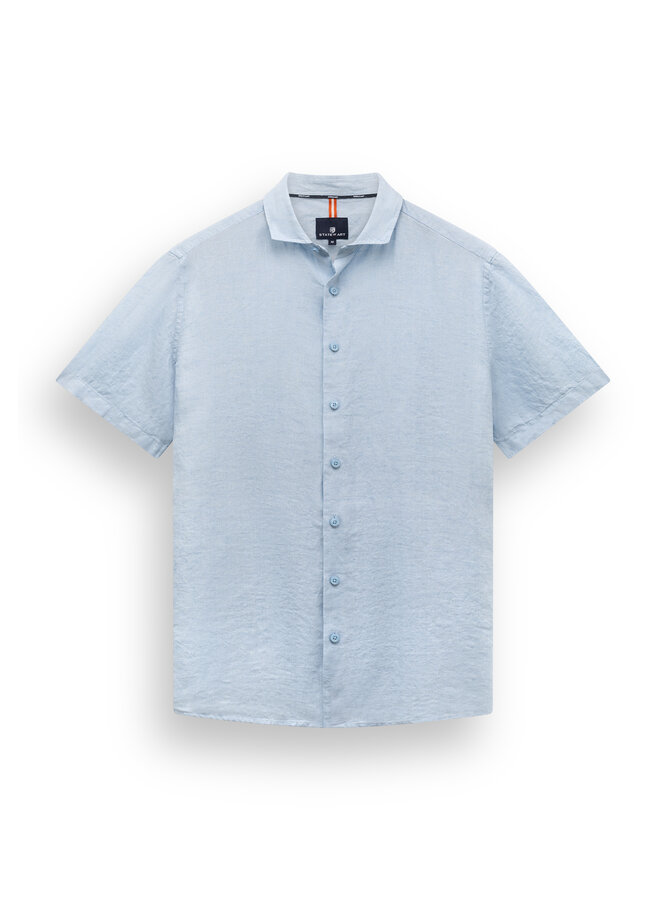 State of Art linnen shirt korte mouw licht blauw