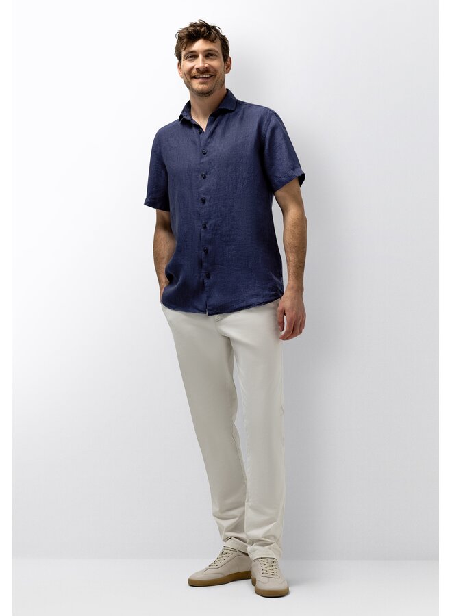 State of Art linnen shirt korte mouw navy