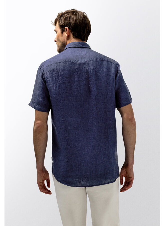 State of Art linnen shirt korte mouw navy