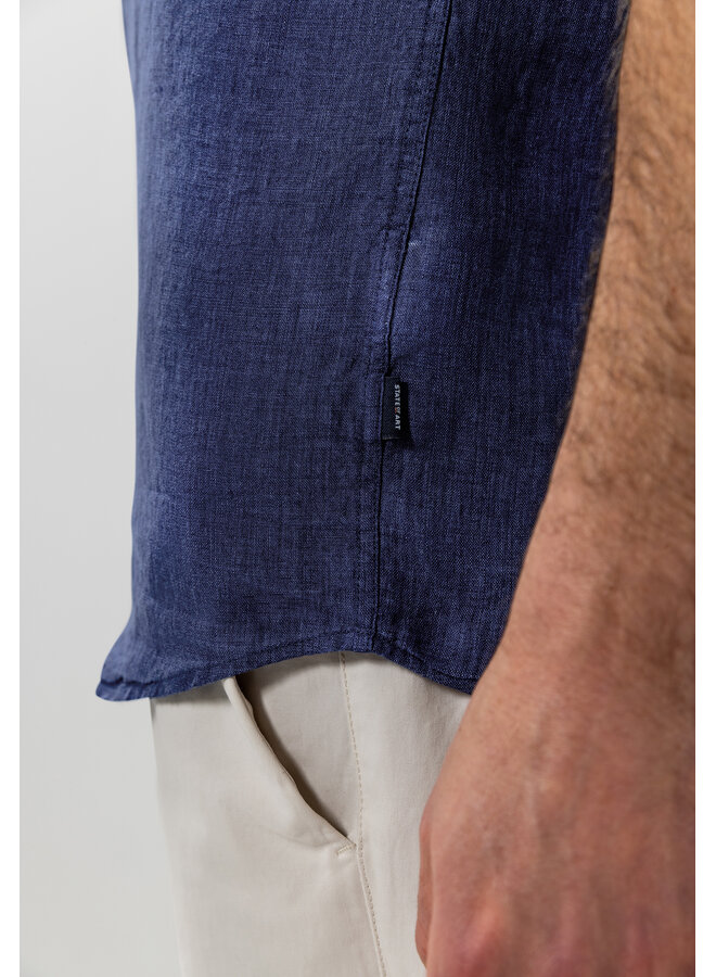 State of Art linnen shirt korte mouw navy