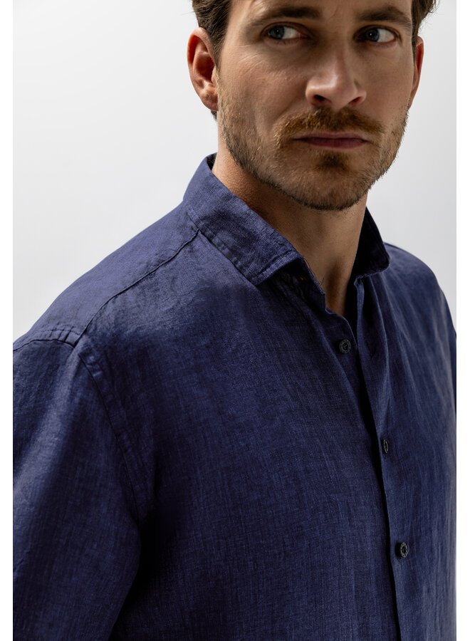 State of Art linnen shirt korte mouw navy