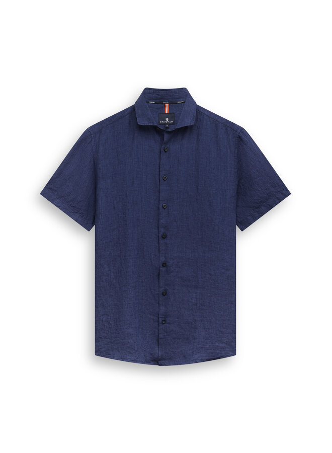 State of Art linnen shirt korte mouw navy
