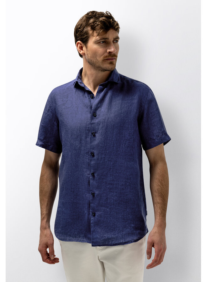 State of Art linnen shirt korte mouw navy