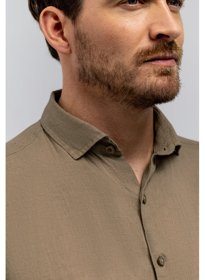 State of Art linnen shirt korte mouw beige