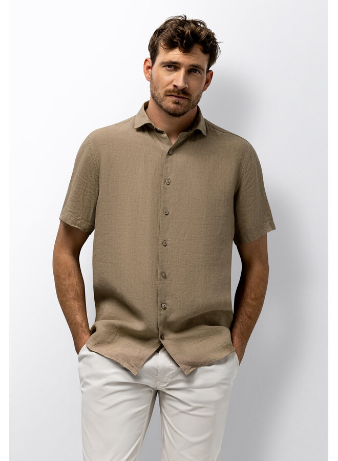 State of Art linnen shirt korte mouw beige