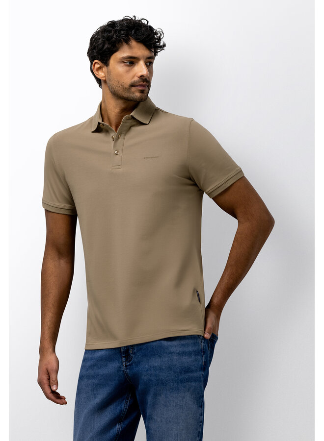Polo pique korte mouw beige