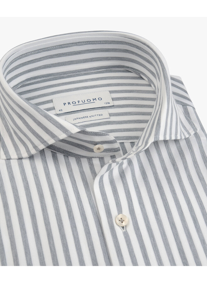 Profuomo Japanese Knitted shirt streep blauw