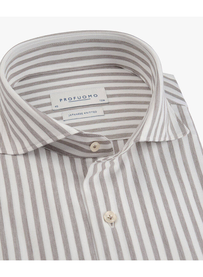 Profuomo Japanese knitted shirt streep purple