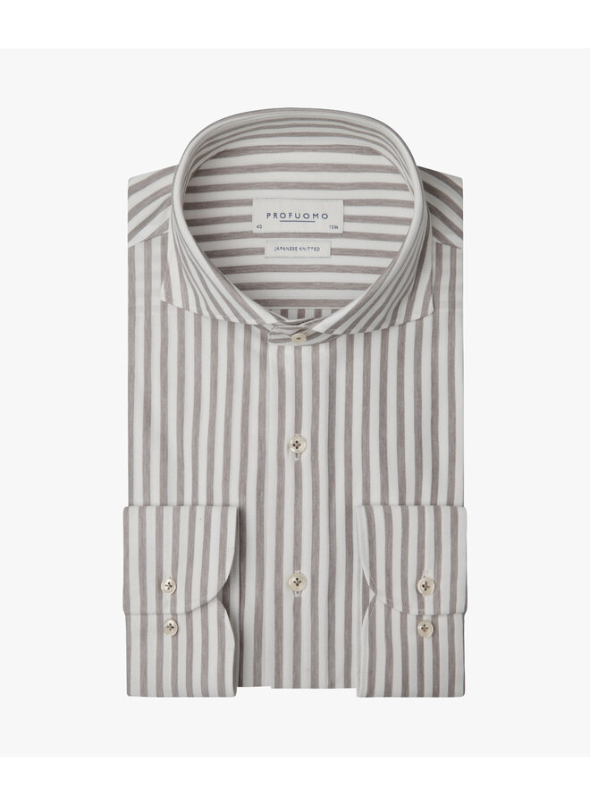 Profuomo Japanese knitted shirt streep purple