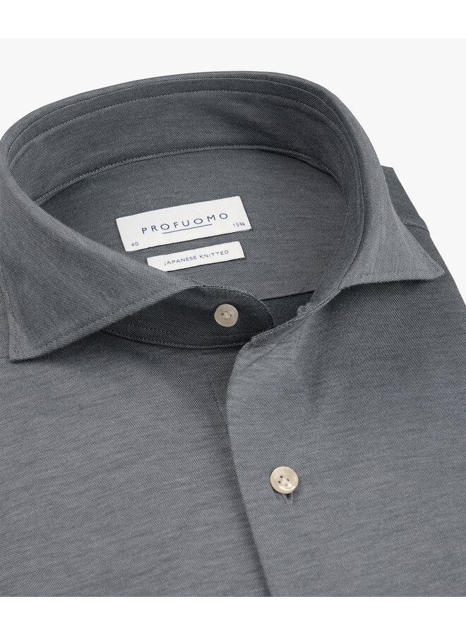 Profuomo Japanese knitted shirt faux uni blauw